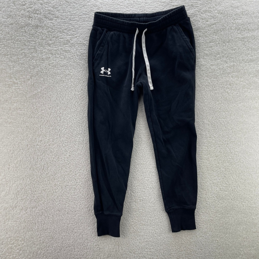 Under Armour Sweatpants Mens Medium Black Joggers Drawstring Casual Gym Comfy